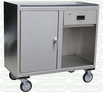 Stainless Mobile Cabinet with 1 Door and 1 Drawer