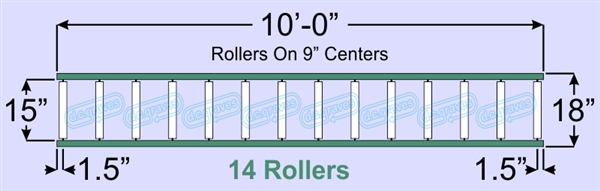 SR30-15-09-10, Steel Gravity Roller Conveyor
