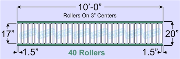 SR30-17-03-10, Steel Gravity Roller Conveyor