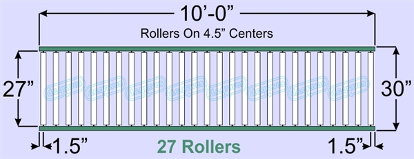 SR30-27-04-10, Steel Gravity Roller Conveyor