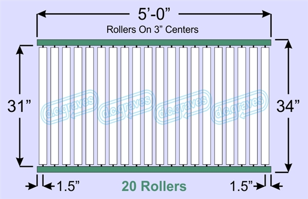 SR30-31-03-05, Steel Gravity Roller Conveyor