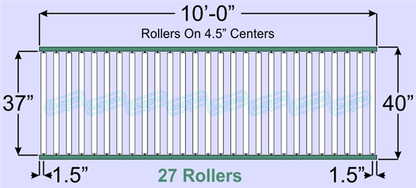 SR30-37-04-10, Steel Gravity Roller Conveyor