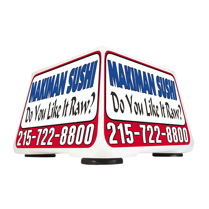 Car Top Lighted Delivery Sign - Auto Advertiser