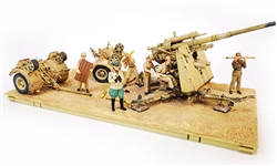 German 88mm Flak 36/37 Anti-Aircraft Gun with FLaK Rohr 18 Gun Barrel and Sd. 202 Towing Vehicle - Deutsches Afrika Korps, El Alamein, North Africa, 1942 [Comes with Seven Crewmen and Rommel] (1:32 Scale)