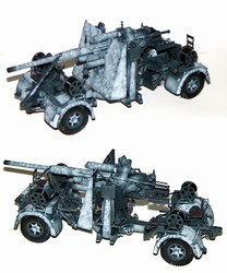 German 88mm Flak 36/37 Anti-Aircraft Gun with Trailer in Winter Camouflage