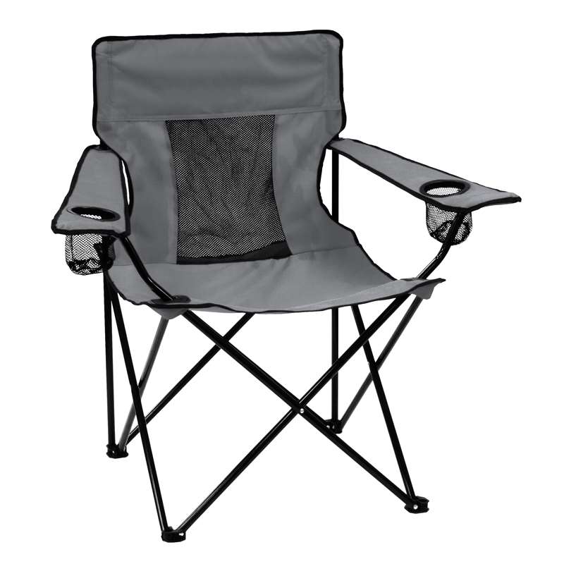 Plain Grey Charcoal Chair Elite Folding Chair with Carry Bag