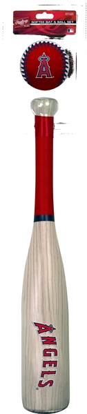 MLB Los Angeles Angels of Anaheim Grand Slam Softee Baseball Bat and Ball Set (Wood Grain)