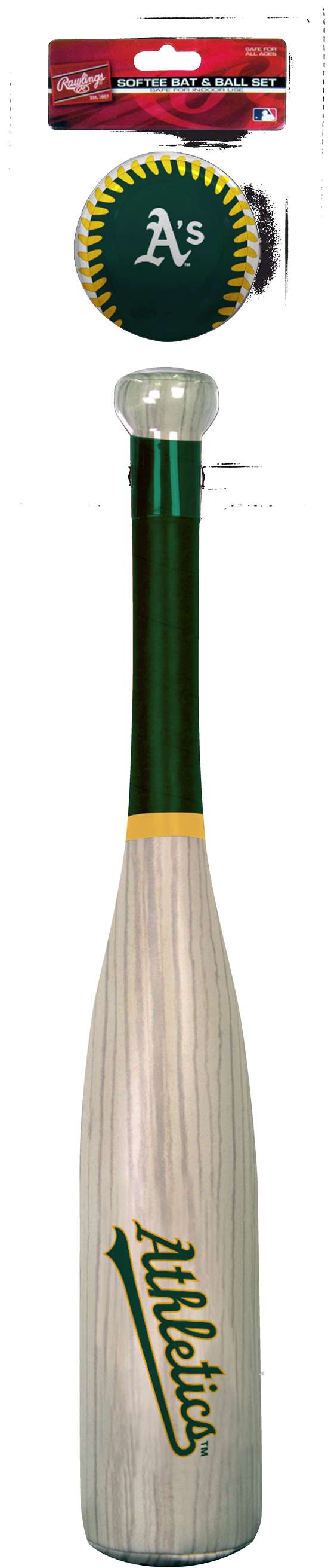 MLB Oakland Athletics Grand Slam Softee Baseball Bat and Ball Set (Wood Grain)