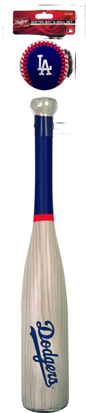 MLB Los Angeles Dodgers Grand Slam Softee Bat and Ball Set (Wood Grain)