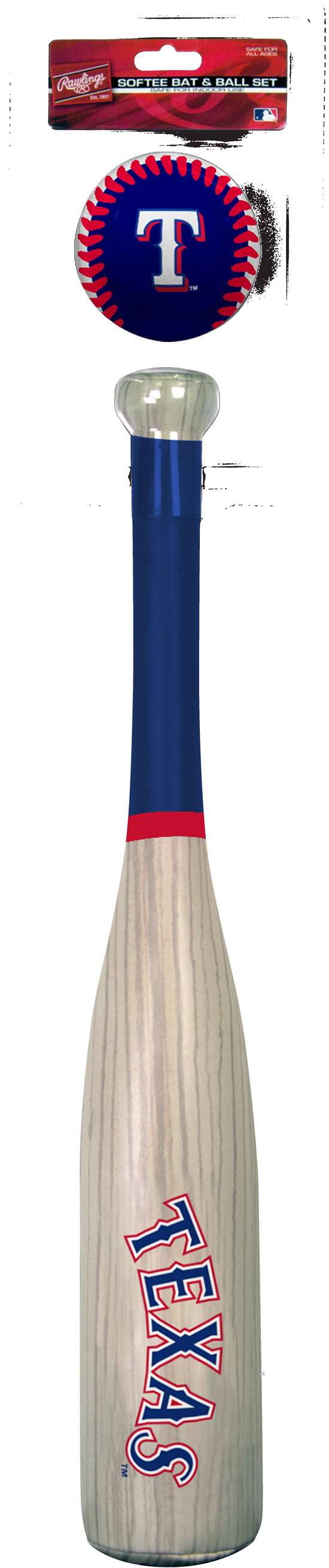 MLB Texas Rangers Grand Slam Softee Baseball Bat and Ball Set (Wood Grain)
