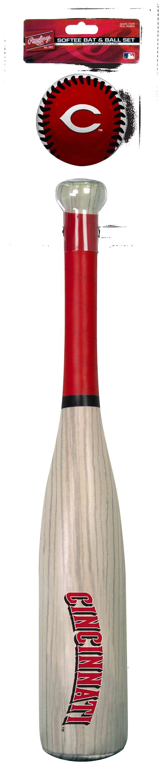 MLB Cincinnati Reds Grand Slam Softee Bat and Ball Set (Wood Grain)