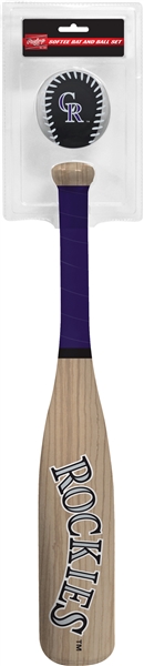 MLB Colorado Rockies Grand Slam Softee Bat and Ball Set (Wood Grain)