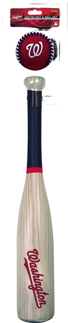 MLB Washington Nationals Grand Slam Softee Bat and Ball Set (Wood Grain)