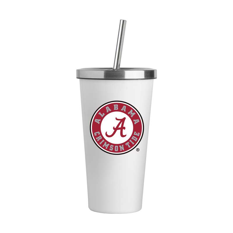 Alabama Logo White 20oz Straw Tumbler