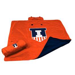 Logo Brands NCAA Illinois All Weather Blanket, One Size, Multicolor