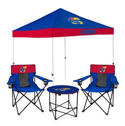 Kansas Jayhawks Canopy Tailgate Bundle - Set Includes 9X9 Canopy, 2 Chairs and 1 Side Table