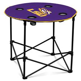 LSU Louisiana State University Tigers Round Folding Table with Carry Bag