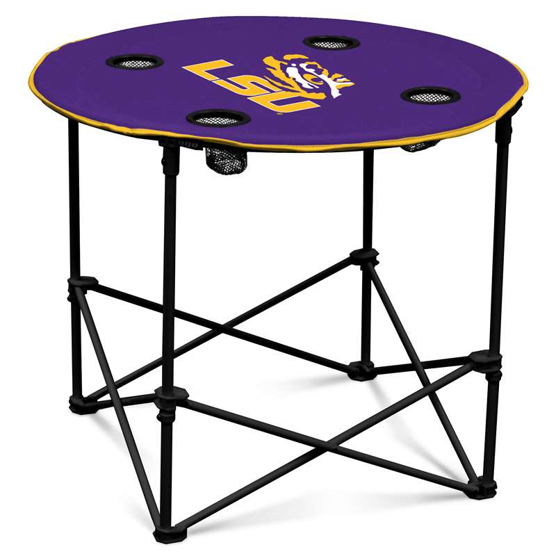 LSU Louisiana State University Tigers Round Folding Table with Carry Bag