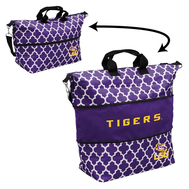 LSU Louisiana State University Quatrefoil Expandable Tote