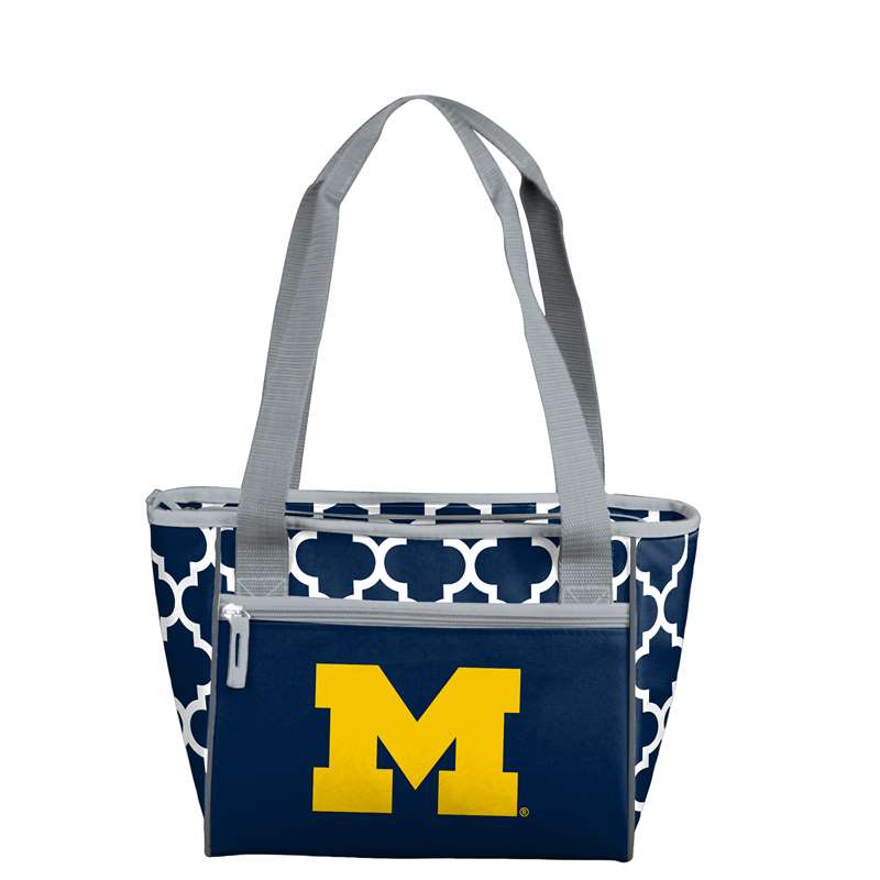 Michigan Quatrefoil 16 Can Cooler Tote