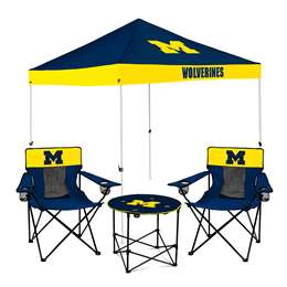 Michigan Wolverines Canopy Tailgate Bundle - Set Includes 9X9 Canopy, 2 Chairs and 1 Side Table