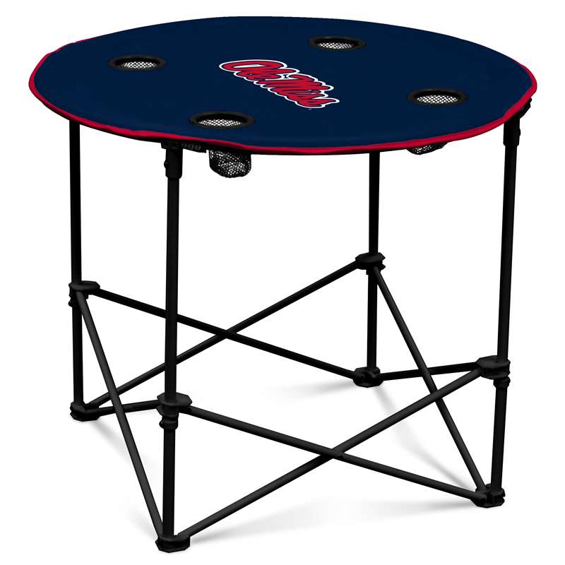 Ole Miss Rebels University of Mississippi Round Folding Table with Carry Bag