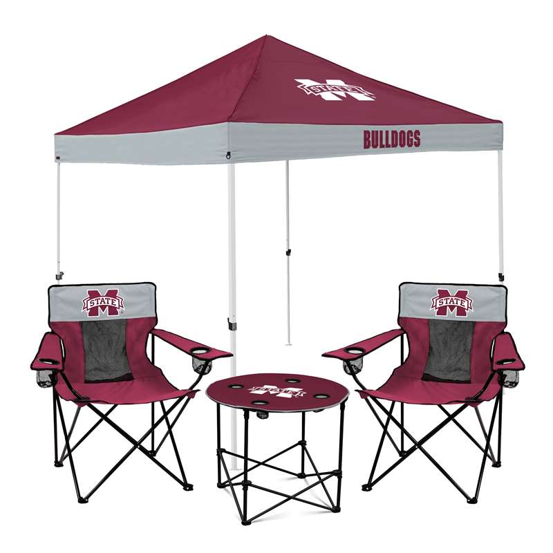 Missiissippi State Bulldogs Canopy Tailgate Bundle - Set Includes 9X9 Canopy, 2 Chairs and 1 Side Table