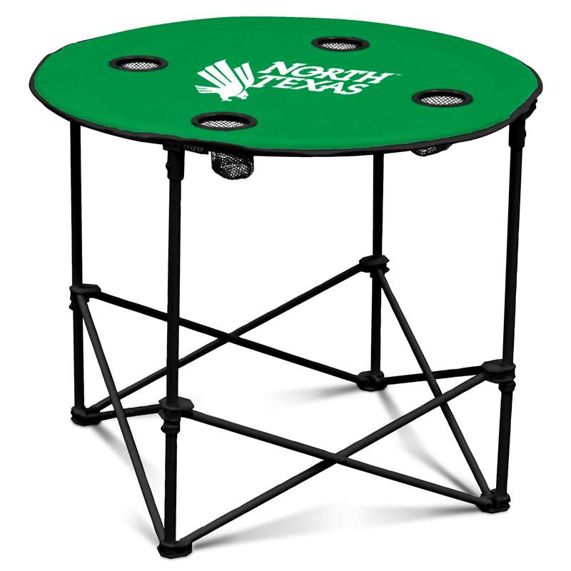 North Texas State University Mean Green Round Folding Table with Carry Bag