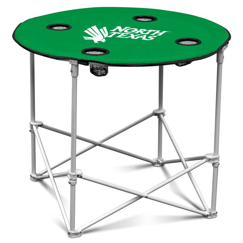 North Texas State University Mean Green Round Folding Table with Carry Bag