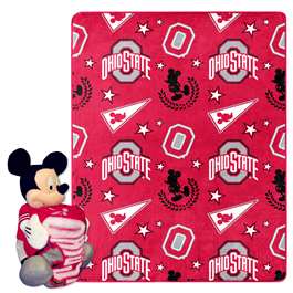 Ohio State Buckeyes  Mickey Mouse Character Hugger Pillow & Silk Touch Throw Set  