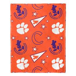 Clemson Tigers  Mickey Mouse Character Hugger Pillow & Silk Touch Throw Set  
