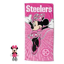 Disney-NFL Minnie Pittsburgh Steelers, Spirit Hugger Beach Towel, 27"x54"