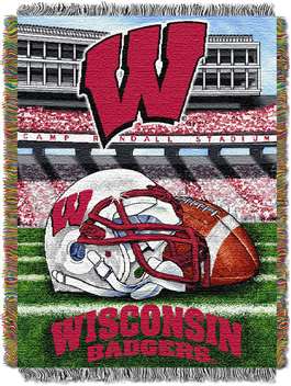 Wisconsin Badgers  Home Field Advantage Woven Tapestry Throw Blanket  