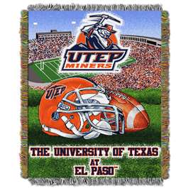 UTEP Texas El Paso Miners  Home Field Advantage Woven Tapestry Throw Blanket  