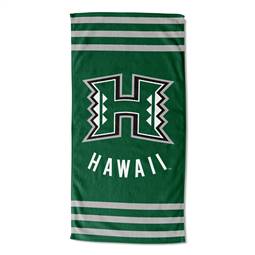 Hawaii Football Warriors Stripes Beach Towel 30X60 