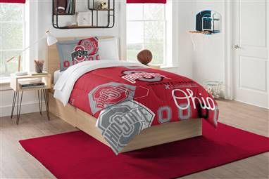 Ohio State Football Buckeyes Hexagon Full/Queen Bed Comforter with 2 Shams Set 