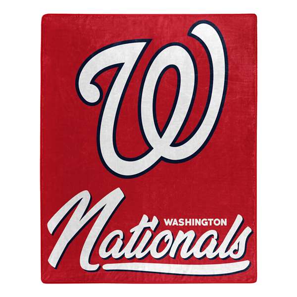 Washington Baseball Nationals Signature Raschel Plush Throw Blanket 50X60 inches