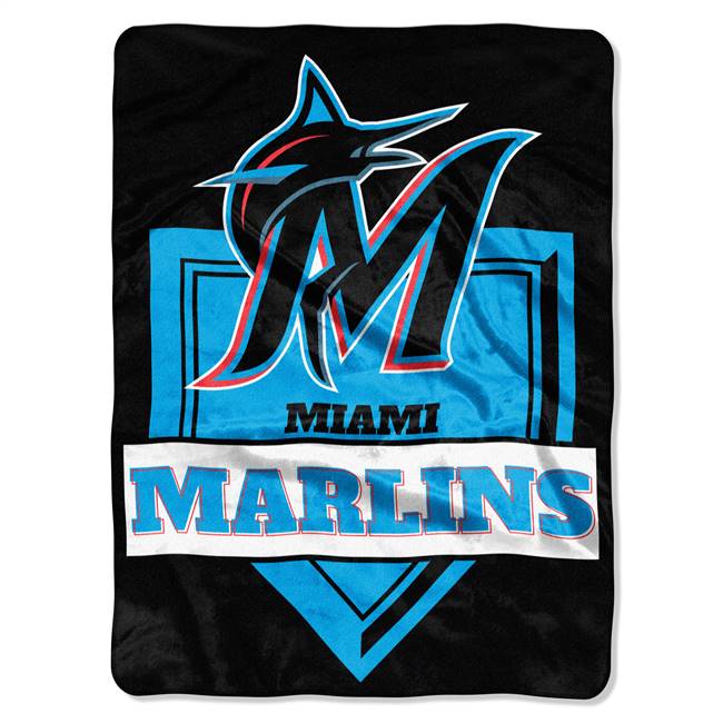 Miami Baseball Marlins Home Plate Raschel Throw Blanket 60X80 inches