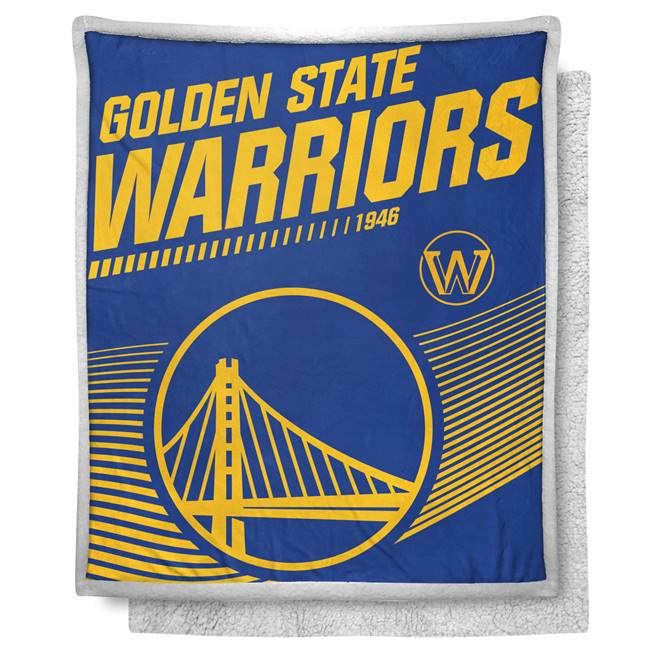 Golden State Warriors New School Mink Sherpa Blanket 50X60