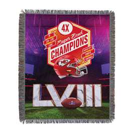 Kansas City Chiefs Super Bowl LVIII Champions Woven Tapestry Blanket