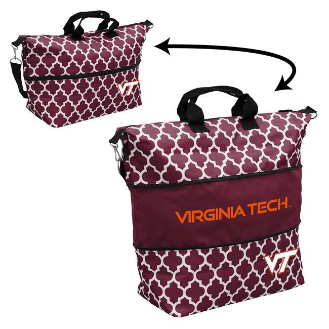 Virginia Tech Quatrefoil Expandable Tote