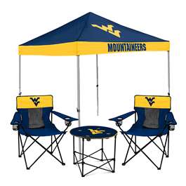 West Virginia Mountaineers Canopy Tailgate Bundle - Set Includes 9X9 Canopy, 2 Chairs and 1 Side Table
