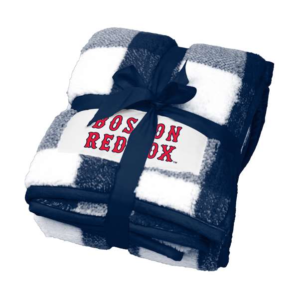 Boston Red Sox Buffalo Check Frosty Fleece Blanket