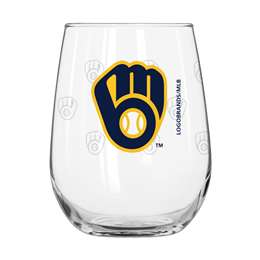 Milwaukee Brewers 16oz Satin Etch Curved Beverage Glass (2 Pack)