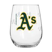 Oakland Athletics 16oz Satin Etch Curved Beverage Glass (2 Pack)