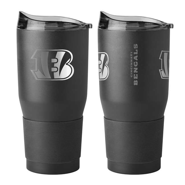 Cincinnati Bengals 30oz Etch Black Powder Coat Tumbler