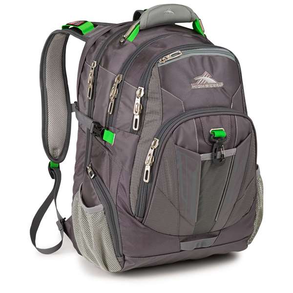 High Sierra TSA Backpack Charcoal/Silver/Kelly   
