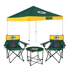 Green Bay Packers Canopy Tailgate Bundle - Set Includes 9X9 Canopy, 2 Chairs and 1 Side Table