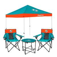 Miami Dolphins Canopy Tailgate Bundle - Set Includes 9X9 Canopy, 2 Chairs and 1 Side Table