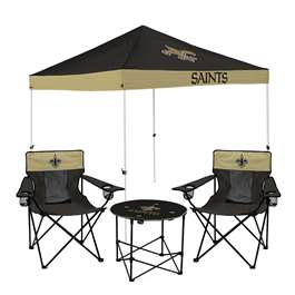 New Orleans Saints Canopy Tailgate Bundle - Set Includes 9X9 Canopy, 2 Chairs and 1 Side Table